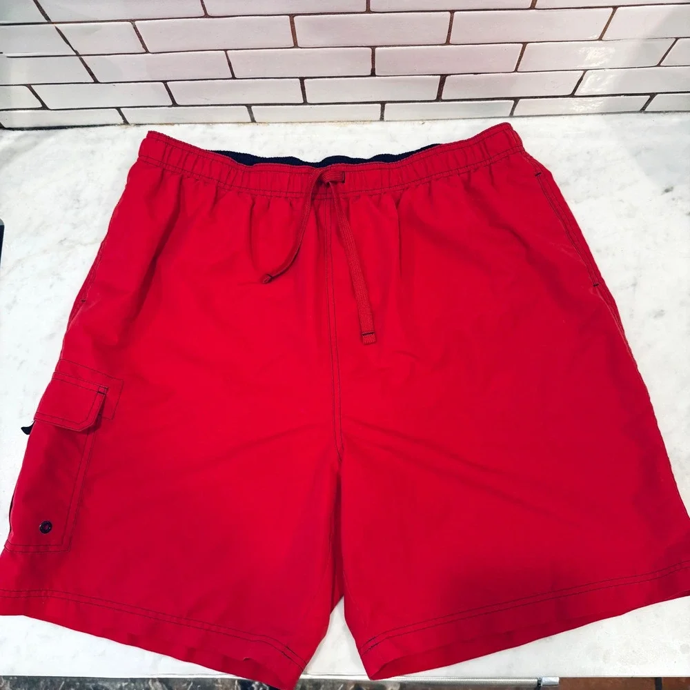 Graphite‎ Swim Trunks Cargo Pocket Swimsuit Red XL
